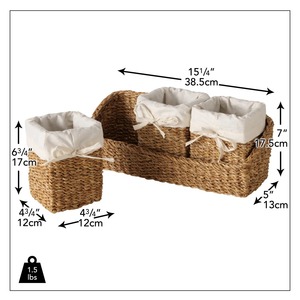 Ensemble de 4 paniers organisateurs en jonc de mer avec bacs amovibles, paniers de rangement faits à la main, vente en gros, écologiques, fabriqués au Vietnam - Product Image 6