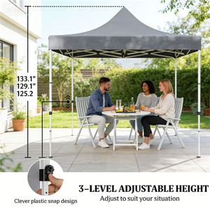 Gazebo Pop-Up Grigio con Tettoia Parasole - Product Image 2