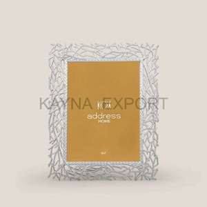 Indian Craftsmanship Aluminum <b>Metal</b> Brass Finished <b>Metal</b> Photo <b>Frame</b> Gingko Style Design - Product Image 4