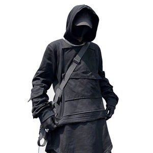 Sweat-shirt Techwear pour homme, noir, streetwear, poche cargo tactique, style urbain, ninja, cyberpunk, hip hop, Harajuku, coupe ample - Product Image 3
