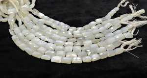 Perles de pierre de lune blanche naturelle facettées, taille « chewing-gum », 8-9 MM, forme « chicklet », perles de pierre de lune de 8 pouces - Product Image 2