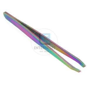 Instrumentos de Belleza, Pinzas para Cejas de Acero Inoxidable con Punta Curva, Ecológicas, con Logotipo Personalizado, Impresión Multicolor - Product Image 3