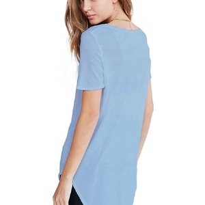 T-shirts surdimensionnés en coton 100% pour hommes et femmes T-shirts personnalisés à ourlet incurvé et à épaules tombantes Coupe ample en denim vente en gros - Product Image 3