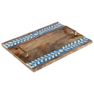 Nouvel arrivage : Plateau décoratif en bois de manguier avec impression émaillée, plateau de service en bois, plateau à impression émaillée à prix très avantageux - Product Image 2