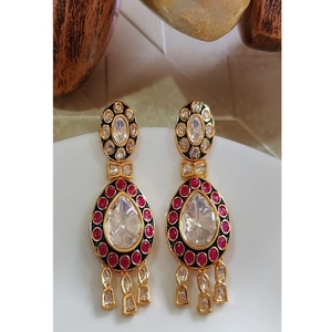 Pendientes de Gotas de Moissanita Chapados en Oro de Latón de Primera Calidad Royal para Mujeres y Niñas, Colección de Moda para Fiestas - Product Image 2