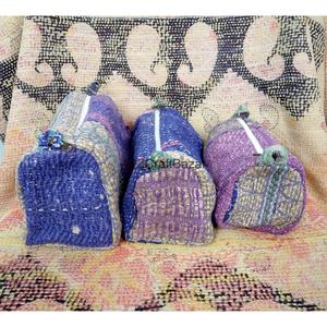 Custom Made Handmade Quilted Tassel Pattern Zipper Closure Eco-Friendly Durable Cotton Kantha Fabric Travel Cosmetic Organizer - Product Image 3