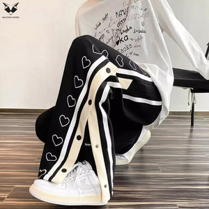 Pantalon de jogging ample pour homme, coupe décontractée, style streetwear, noir et blanc - Product Image 4