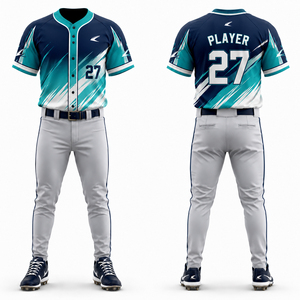 Uniforme de Béisbol Sublimado Personalizado para Hombre, 100% Poliéster, Manga Corta, Absorbe la Humedad, Diseño Degradado, Servicio OEM - Product Image 1