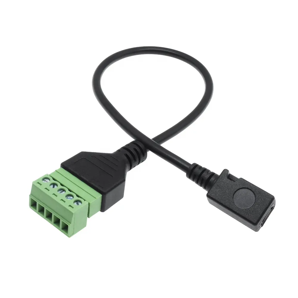 Micro USB femelle à 5 broches femelle boulon vis bouclier bornes enfichable Type câble adaptateur 300mm