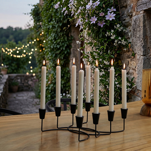Modern Style <b>Black</b> 8 Light Cup Candelabra Elegant Metal Taper <b>Candlestick</b> Holder Centerpiece For Dining Weddings & Events - Product Image 1