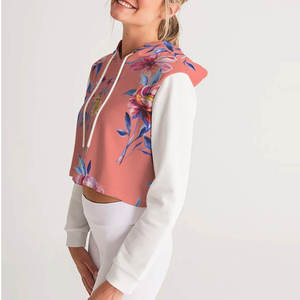 Services OEM en gros – Nouveaux sweats à capuche courts pour femmes, manches longues, 100 % coton, couleur unie, style Y2K, en tissu polaire - Product Image 4