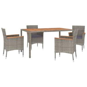 Juego de 4 Sillas de Comedor de Ratán PE Gris para Patio, Asientos Medianos, Ideales para Conjuntos de Comedor de Jardín - Product Image 3