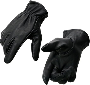 Samroz Sports Men's Black Cowhide Leather Gauntlet Motorcycle Hand <b>Gloves</b> - Product Image 3