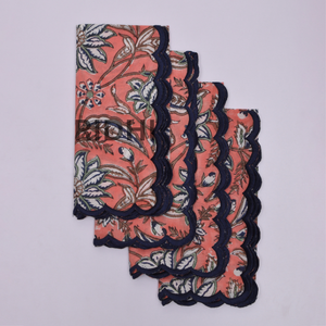 Serviettes de table en coton imprimées florales corail, brodées, réutilisables, pour mariage, hôtel, restaurant, vente en gros - Product Image 3