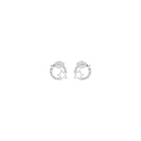 Ensemble pendentif et boucles d'oreilles Aarinya Modern Diamond Pave Circle, diamant cultivé en laboratoire, argent 925, motif étoile céleste
