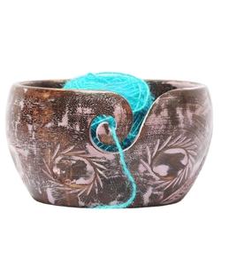 Bol de fil fait main Antique grand 7x4 tricot en bois pour crochet bol de rangement cadeau parfait pour les amateurs de tricotage fabriqués à la main - Product Image 1