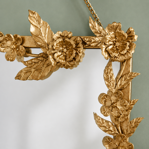 Gold Floral Square <b>Hanging</b> Wall <b>Mirror</b> Antique Leaf Frame Decorative <b>Mirror</b> For Living Room Bedroom Wall Decor - Product Image 4