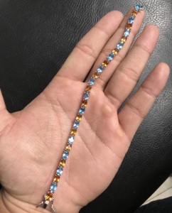Swiss Blue Topaz and Citrine Gemstone Oval Shaped <b>Bracelet</b> in 925 Sterling <b>Silver</b> <b>Charm</b> Fine <b>Bracelet</b> IGI Certified Party Gift - Product Image 5