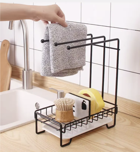 OEM/ODM Vietnam Punch Free <b>Wall</b> <b>Mounted</b> Movable Metal Storage Rack Sink Sponge Cloth Drain Organizer <b>Shelf</b> - Product Image 4