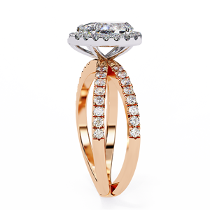 Luxury Pear Cut Diamond Halo <b>Split</b> Shank Engagement <b>Ring</b> - Product Image 3