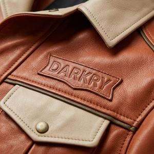 Men Vintage Cognac <b>Safari</b> Field <b>Jacket</b> Orange Real Leather Belted Coat Beige Contrast Custom Bulk Manufacturer Factory Apparel - Product Image 6