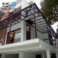 Auvent de balcon extérieur, abri contre la pluie, couverture de patio, auvent manuel en aluminium imperméable avec poteaux, toit en polycarbonate, protection UV