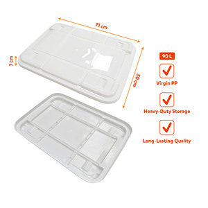 Boîte de rangement en PP de 90 L avec couvercle, bac de rangement en plastique empilable, armoire sur pied avec couvercle pour la maison, le placard, le coffre de voiture - Product Image 6