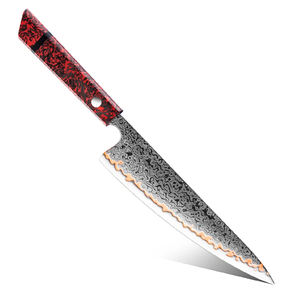 Couteau de cuisine artisanal en cuivre damasqué avec manche en bois artistique pour la préparation culinaire et la présentation des aliments - Product Image 5