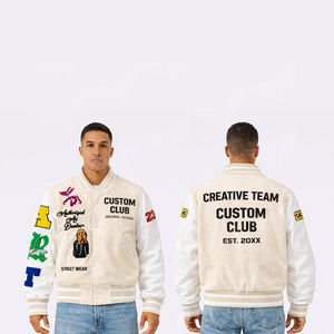 Veste universitaire personnalisée, veste bomber à blocs de couleurs, veste de baseball streetwear patchwork - Product Image 4