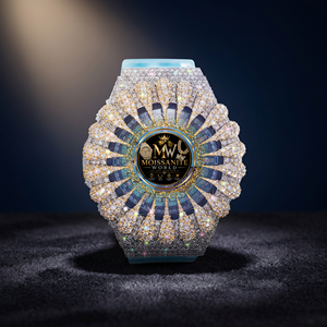 MOISSANITE WORLD Women Luxury Iced Out Moissanite Quartz <b>Watch</b> 40mm Sapphire <b>Crystal</b> - Product Image 1