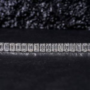 Emerald Cut Tennis <b>Bracelet</b> <b>Silver</b> Rhodium Plated Moissanite Iced Hip Hop <b>Mens</b> Womens Unisex Luxury Bling Jewelry - Product Image 4