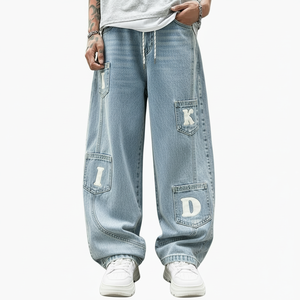 Jeans en denim vintage pour hommes, coupe droite, marque personnalisée, haute qualité, vente en gros, style décontracté, durable, coupe classique - Product Image 1