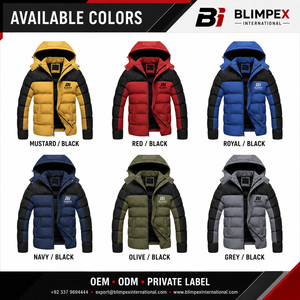 Veste décontractée matelassée en polyester/nylon de haute qualité, rembourrée de coton, avec capuche amovible, respirante pour homme - Product Image 3