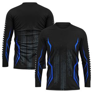 Camisetas de Carreras Unisex Personalizadas al por Mayor, Impresas por Transferencia de Calor, 100% Poliéster, de Secado Rápido y Transpirables, Manga Larga, Lisas, para Motocross - Product Image 1