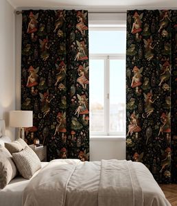 Decorative Gothic Mushroom Velvet Or Blackout <b>Curtain</b> Each Panel Premium Art Nouveau <b>Window</b> Drapes Energy Saving Thermal - Product Image 4