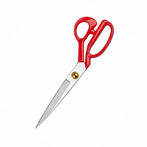 Red Multi-Purpose Scissors Stainless Steel Smooth <b>Edge</b> <b>Plastic</b> Handle Non-Foldable DIY Grade Cutting Tool - Product Image 3