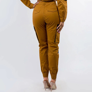 Women Cargo Tracksuit Two Piece <b>Jacket</b> and Pants Set Solid Color Casual Outdoor Wear - Product Image 3