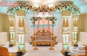 Décoration de mariage malais Mandap Cum scène Style sud-indien FRP mariage Mandap Cum scène Grand mariage carré Fiber Mandap USA - Product Image 2
