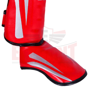 Protège-tibias et protège-pieds en cuir pour boxe, Muay Thai et Kickboxing, avec fermeture auto-agrippante renforcée - Product Image 6