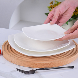Elegant pure white ceramic square dining plate with round bottom multiple sizes smooth glossy texture Bpa-free for everyday use - Product Image 5