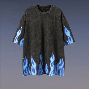 New Style Custom Men's Heavyweight 100% Cotton Washed T-<b>Shirt</b> O-Neck Oversized Casual Logo Ringers Long Length Anti-Pilling - Product Image 4