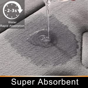 Alfombra de baño minimalista rectangular de espuma viscoelástica, color gris sólido, con base de goma antideslizante para el suelo del baño, alfombra de baño de microfibra, espuma viscoelástica - Product Image 6
