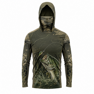 Sudadera con Capucha de Pesca para Hombre, Sublimada, 100% Poliéster, Manga Larga, UPF 50, Transpirable, Secado Rápido, Antibacteriana, Tallas Grandes, para Actividades al Aire Libre - Product Image 1