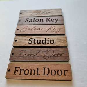 Personalised Wooden Keyring – Custom Oak, Walnut or Cherry – Choice of Fonts – Airbnb <b>Key</b> Tag, Rustic <b>Label</b>, Gift for Him or Her - Product Image 5