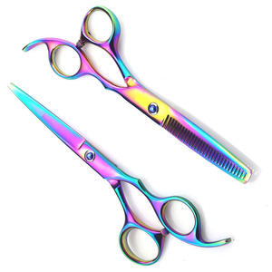 Nouvel ensemble de ciseaux de coiffure et de coupe de cheveux arc-en-ciel, ciseaux de barbier, ciseaux de coiffure avec logo personnalisé, ciseaux de haute qualité - Product Image 1