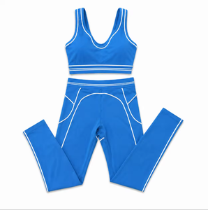Wholesales Famous Brand Fashion Solid Breathable <b>Yoga</b> <b>Pilates</b> Stretch Seamless Ribbed Front Eco-Friendly Quick Dry Women Gym - Product Image 1