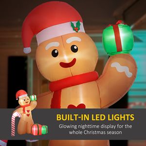 Omino di Pan di Zenzero Gonfiabile Gigante da 2,4 Metri con Luci LED per Decorazioni da Interno ed Esterno - Product Image 4