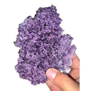 Spécimen d'agate de raisin violette naturelle, grappe de cristaux de calcédoine botryoïdale, pierre de guérison, petite taille 5-10 cm - Product Image 6