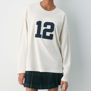 Camiseta de algodón transpirable de verano, de manga larga, cuello redondo, tejida, informal, para gimnasio, entrenamiento, correr, para mujer. - Product Image 1