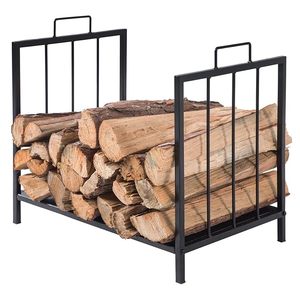Modern Steel <b>Log</b> Holder Rectangle Powder Coated Firewood Storage <b>Rack</b> for Fireplace - Product Image 4